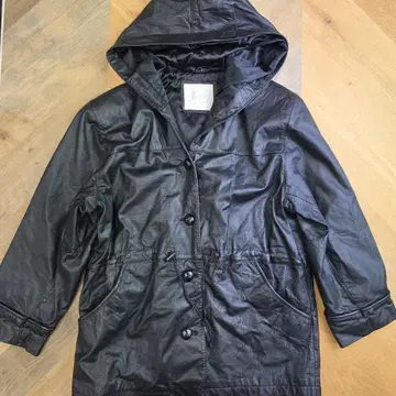 Jain J 소가죽 후드 부착 블랙 가죽 자켓 y28