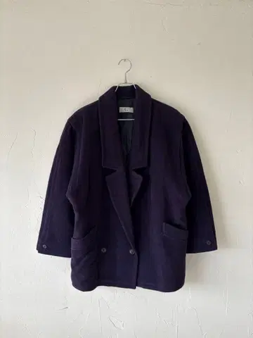 다크 퍼플 피 코트 사이즈 36 울 모헤어 여성용 빈티지