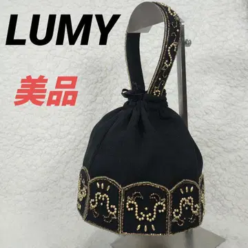 새상품급 LUMY 루미하시모토 복조리 핸드백 비즈 블랙 황실 납품