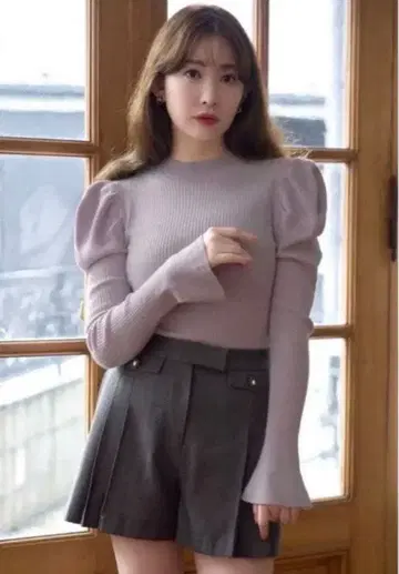 herlipto Volume Sleeve Rib Knit Top