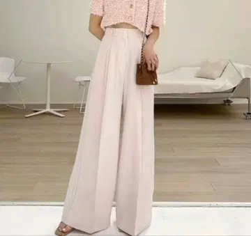 SNIDEL 핑크 와이드 라인 팬츠