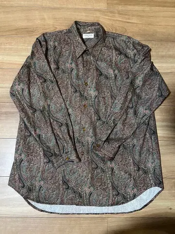 구제 의류 페이즐리 무늬 긴팔 셔츠