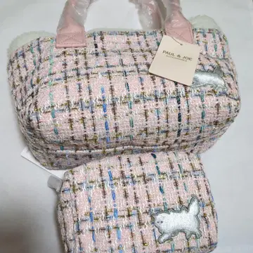 PAUL & JOE 핑크 트위드 토트백 파우치