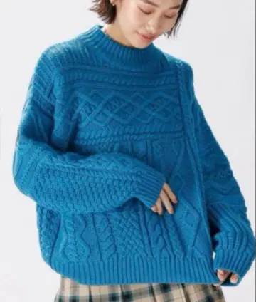 니코앤드. 케이블 니트 스웨터 M 파랑