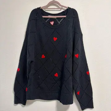 COCODEAL 하트 무늬 자수 니트 네이비