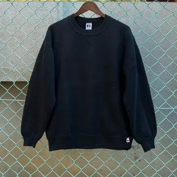 1990년대 러셀 RUSSELL 무지 맨투맨 블랙 미국제