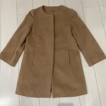 베이지 노카라 코트 플레어 슬리브 ANAYI