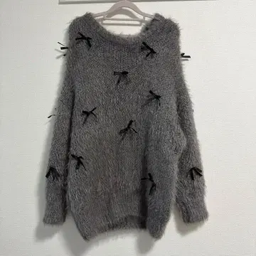 COCO DEAL 그레이 리본 니트