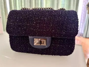 네이비 트위드 숄더백