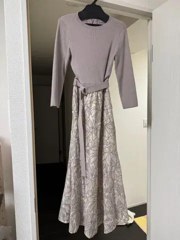 도킹 니트 원피스 핑크 베이지 S 사이즈