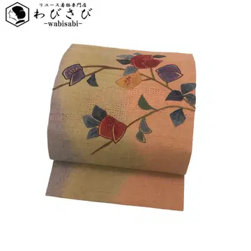 나고야 오비 견직  자수 상라 자수 꽃 무늬 자수 O-4724