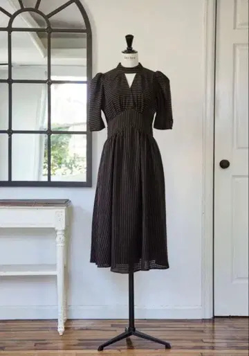 Her lip to striped midi dress