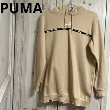 PUMA 후드 부착 베이지 후드티 속기모