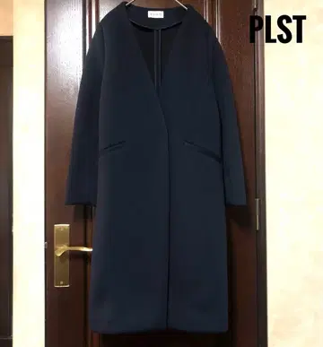 PLST 스펀지 리버 노카라 코트 노카라 코트 네이비