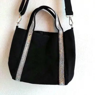 [새상품] 큐빅 반짝이는 캔버스 미니 토트 블랙 숄더백 2way