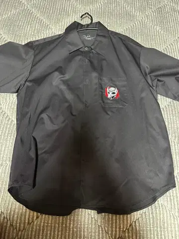 토니 호크 스컬 자수 블랙 워크 셔츠