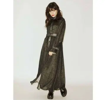 시스루 레오파드 무늬 롱 드레스