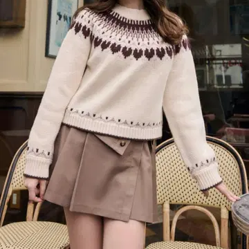 하립투 Heart Fair Isle Knit Pullover