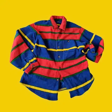 베네통 플리스 셔츠 이탈리아제 컬러풀 구제 의류 XL