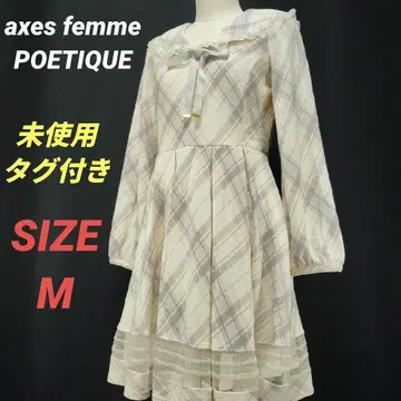 미사용 axes femme 세일러 체크 컷 원피스 아이보리 M