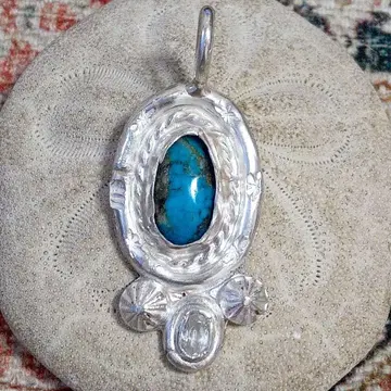 킹 맨 터콰이즈 x 화이트 토파즈 실버 925 펜던트