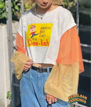 헬로샌프란시스코 콜라보 ASS 튤 티어드 슬리브 TEE