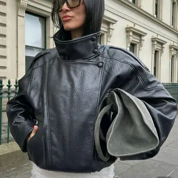 블랙 페이크 가죽 자켓 ZARA