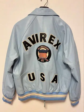 AVIREX 가죽 재킷 스카이블루