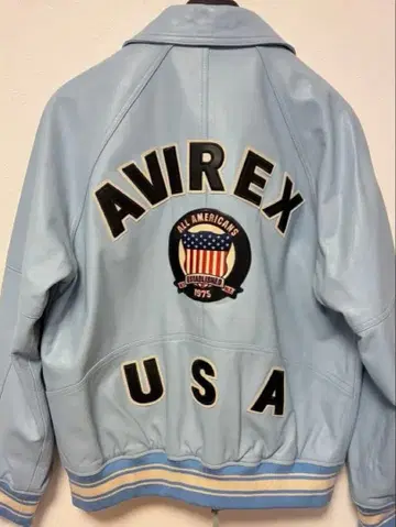 AVIREX 가죽 재킷 스카이블루