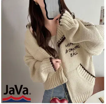 [ JaVa 자바 콜라보 ] 로빙 카우친 니트 자켓 L