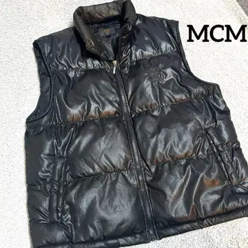 MCM 남성용 블랙 L 사이즈 심플 로고 블랙 충전솜 베스트 아우터
