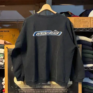 Y2K QUIKSILVER 서프 맨투맨 짧은 기장 페이드 네이비