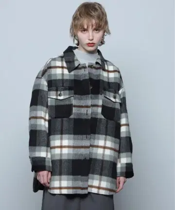 ROSE BUD 오버 사이즈 체크 셔츠 자켓