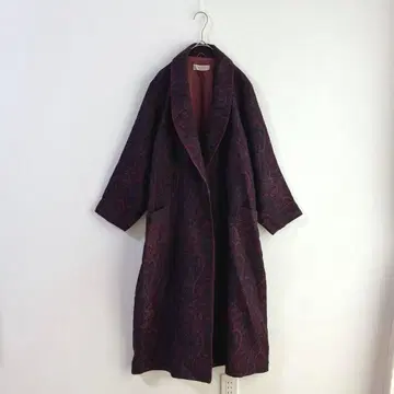 4275 milaschon 페이즐리 무늬 올 패턴 롱 보라색 가운 코트