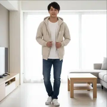 컨디션 최상 파파스 양면 로고 아이보리 후드티 S 일본제