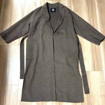 SLOBE 울 체크 무늬 롱 코트