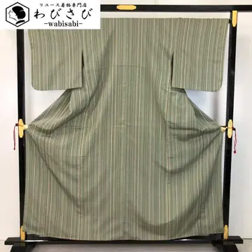 코몬 세로 줄무늬 아오야기 쥐색 크레이프 원단 K-5538