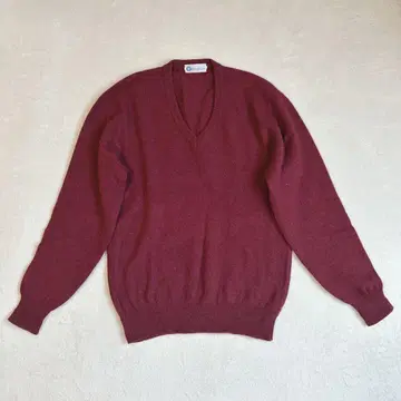 울 100% 새상품급 컬러 니트 스웨터 V넥 고급 포인트 컬러 L