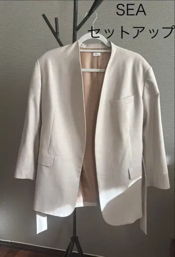 SEA japan rie 오버 사이즈 노카라 자켓 셋업