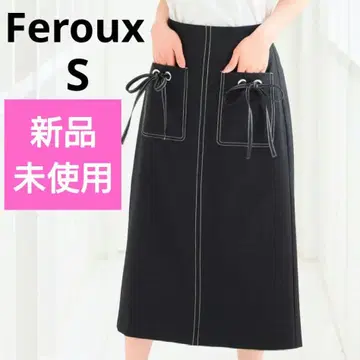 미사용 새상품 Feroux 워셔블 리본 포켓 I라인 스커트 봄/여름/가을