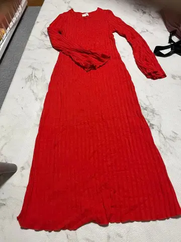 빨간색 니트 롱 원피스 긴팔 사이먼 밀러 미국제