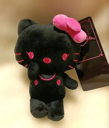 헬로키티 마스코트 참 블랙 핑크 리본 블랙 블랙 아트
