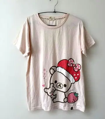 코리락쿠마 T셔츠 딸기 핑크 L