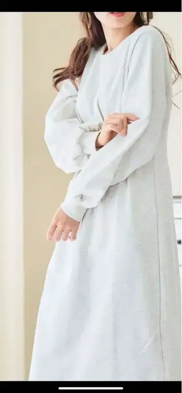 허리 턱 맨투맨 소재 원피스