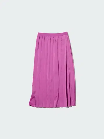 택 포함 새상품 유니클로 비대칭 플리츠 스커트 핑크