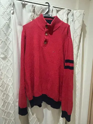 타미힐피거 하이넥 니트 빨간색