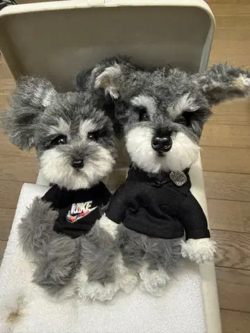 슈나우저 봉제 인형 백참 2개 세트