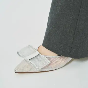 LE TALON 실버 리본 포함 플랫슈즈