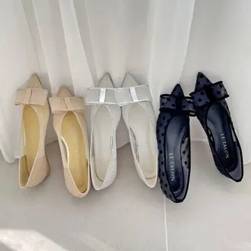 LE TALON 실버 리본 포함 플랫슈즈