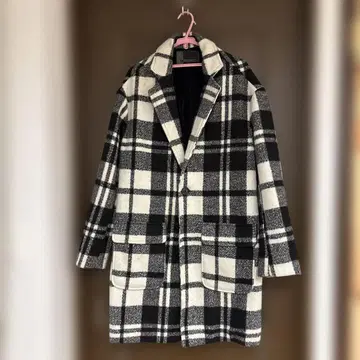 DAI MONSTER 체스터 코트 화이트 블랙 체크